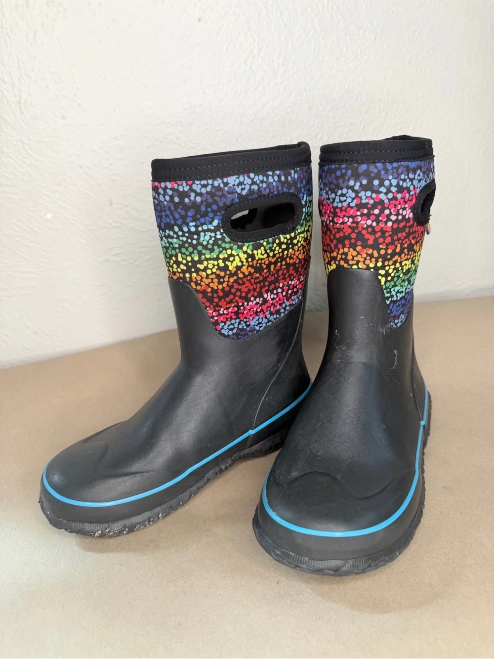 BOGS Grasp Rainbow black tall rubber boot